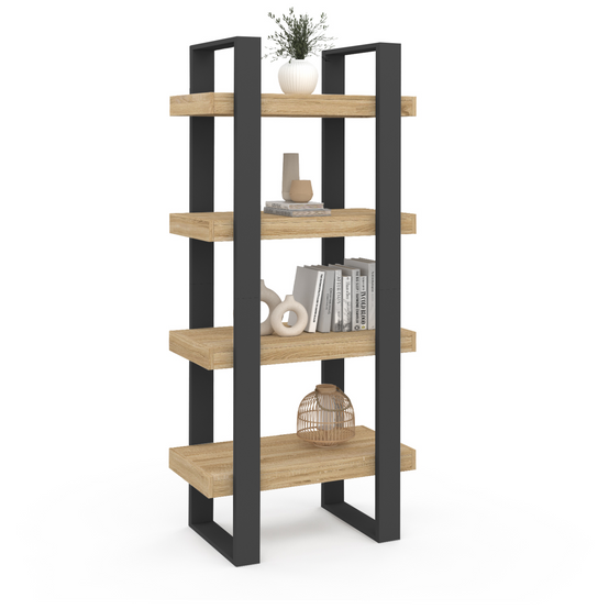 Etagère 4 niveaux PHOENIX bois et noir - Image 2