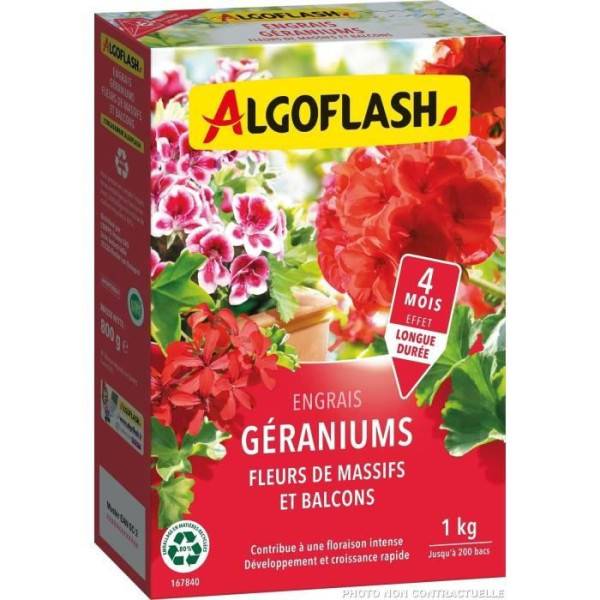 Algoflash Naturasol - Engrais Géraniums, Fleurs De Massifs Et Balcons - Algoflash Naturasol - 1 Kg - Imagen 2