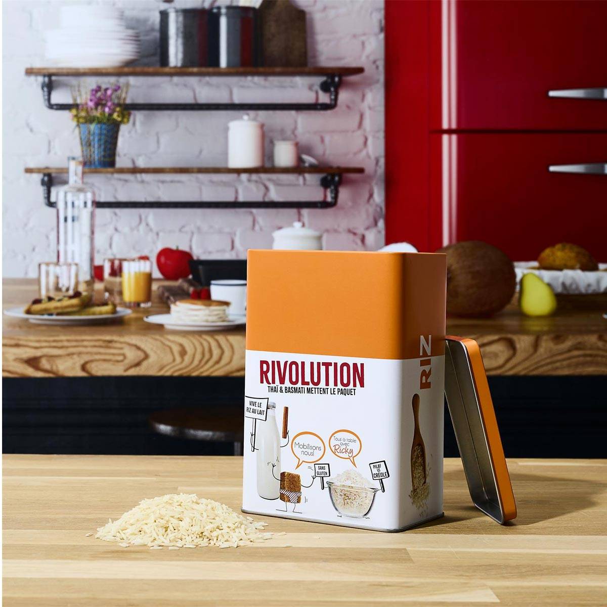 Cook Concept - Boîte à Riz en Métal "Ludique" 18cm Orange - Image 4