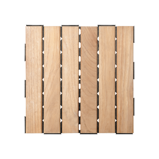 Dalle en bois teck naturel (lot de 4) - Miel 30 x 30 cm - Snap & Go - Imagen 1