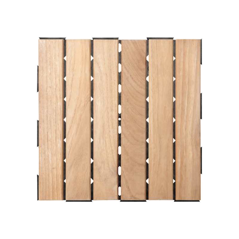 Dalle en bois teck naturel (lot de 4) - Miel 30 x 30 cm - Snap & Go - Imagen 1