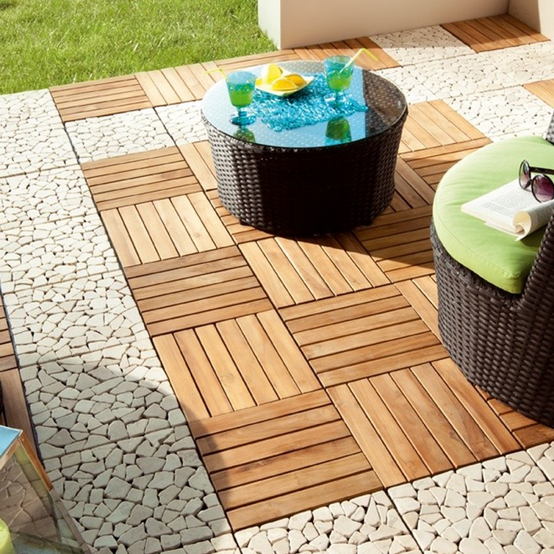 Dalle en bois teck naturel (lot de 4) - Miel 30 x 30 cm - Snap & Go - Imagen 5