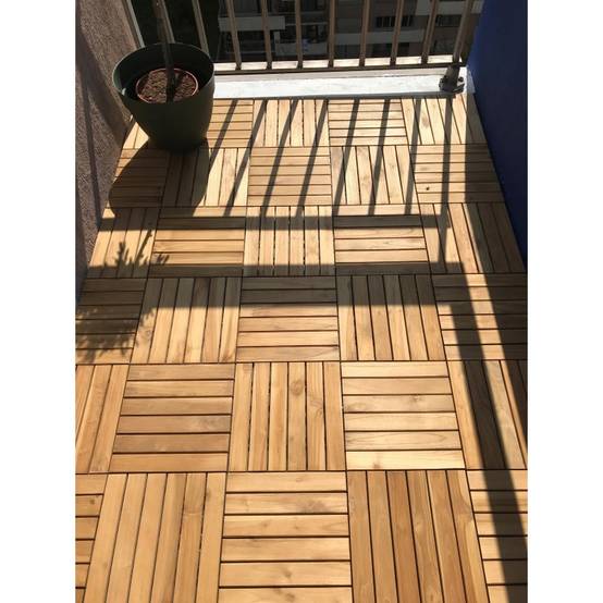 Dalle en bois teck naturel (lot de 4) - Miel 30 x 30 cm - Snap & Go - Imagen 7