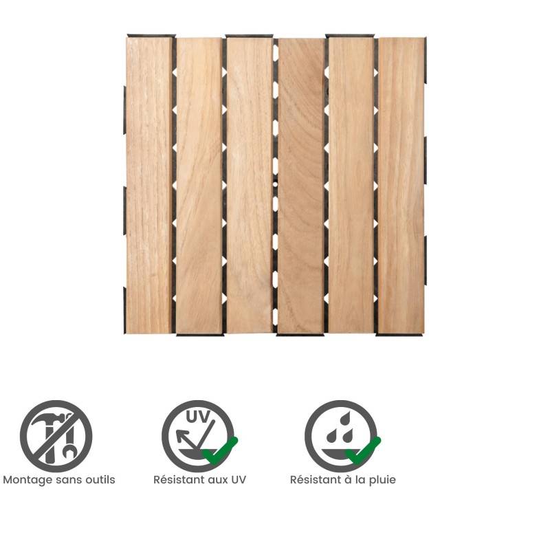 Dalle en bois teck naturel (lot de 4) - Miel 30 x 30 cm - Snap & Go - Imagen 3