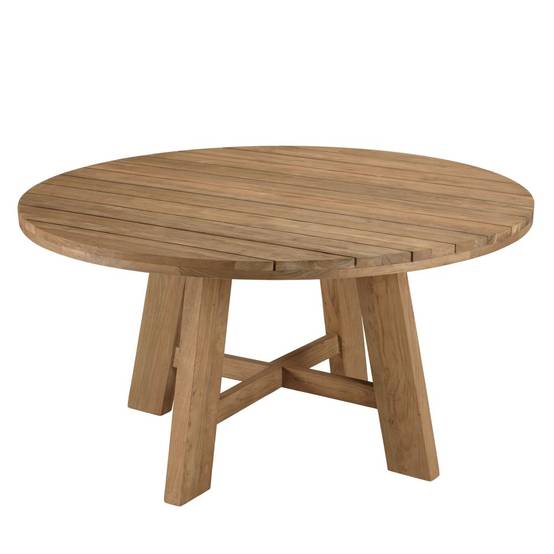 KALLY - Table à manger de jardin ronde 150x150cm en bois teck recyclé - Image 1