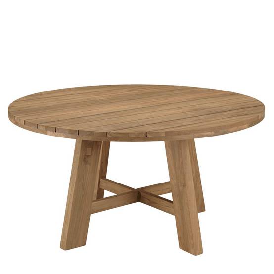 KALLY - Table à manger de jardin ronde 150x150cm en bois teck recyclé - Image 4