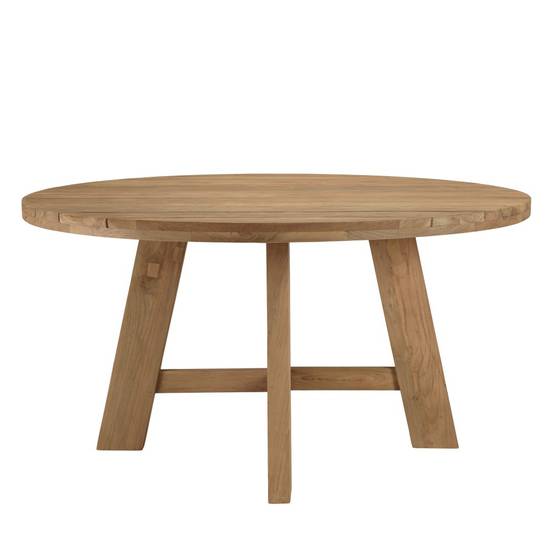 KALLY - Table à manger de jardin ronde 150x150cm en bois teck recyclé - Image 7