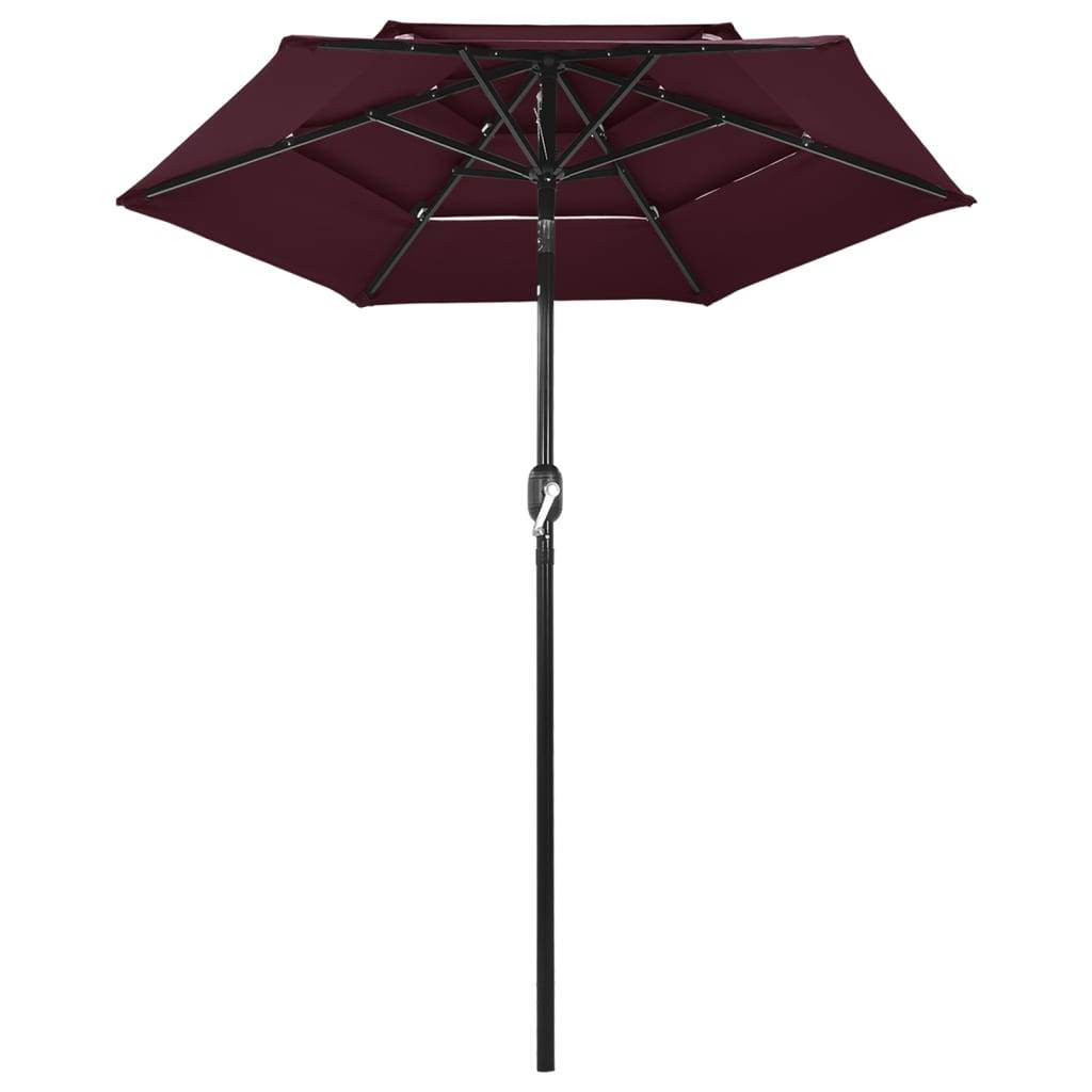 Helloshop26 - Parasol à 3 niveaux avec mât en aluminium 2 m bordeaux - Imagen 2