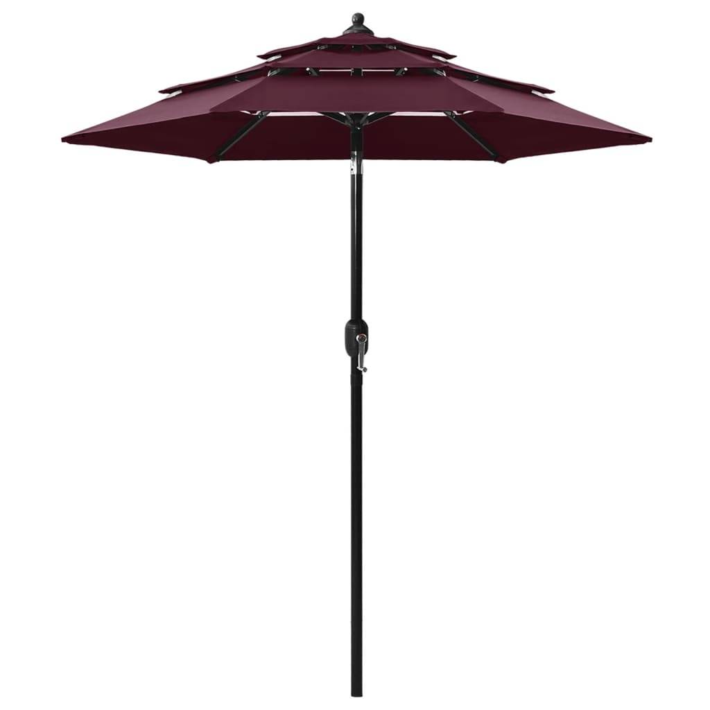Helloshop26 - Parasol à 3 niveaux avec mât en aluminium 2 m bordeaux - Imagen 1