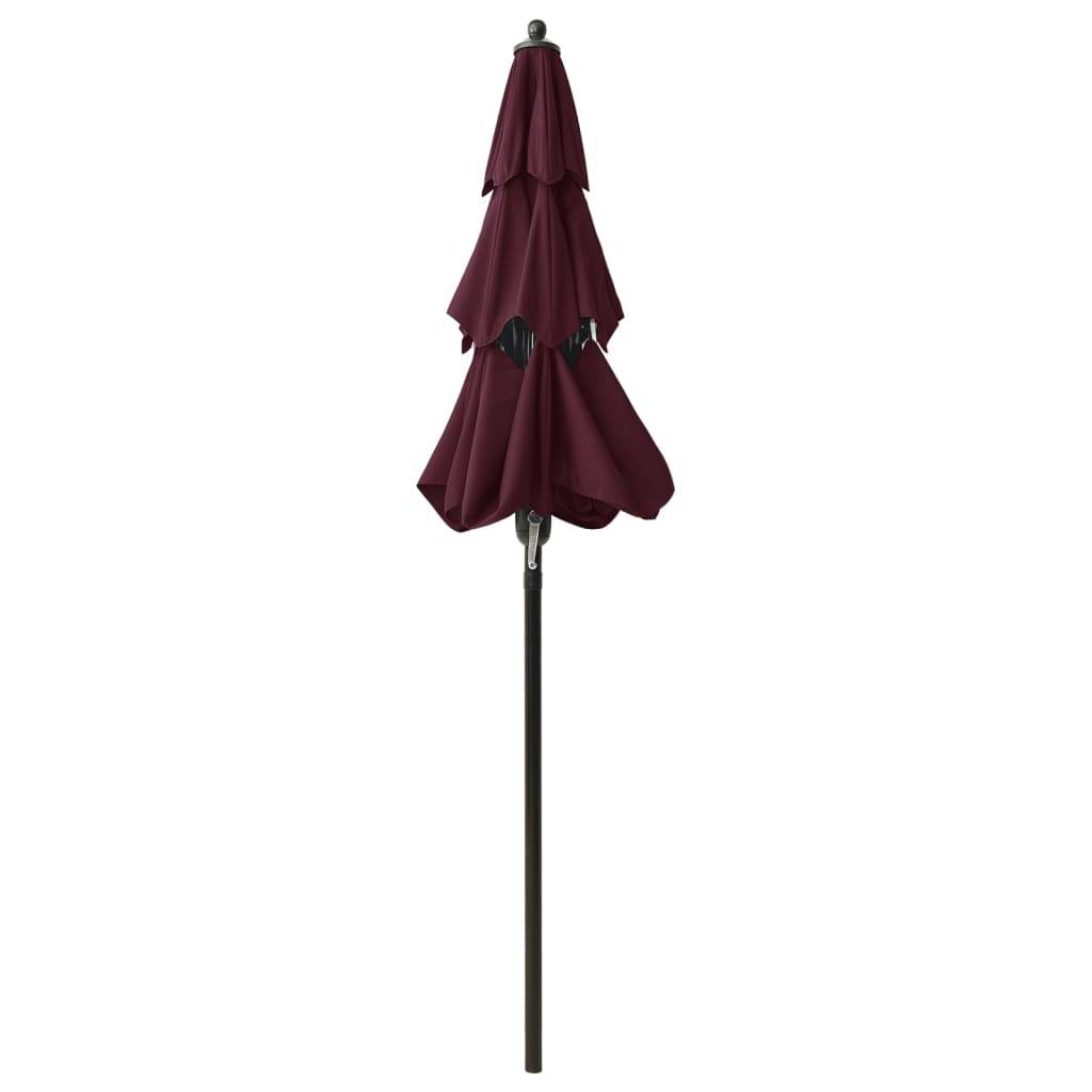 Helloshop26 - Parasol à 3 niveaux avec mât en aluminium 2 m bordeaux - Imagen 4