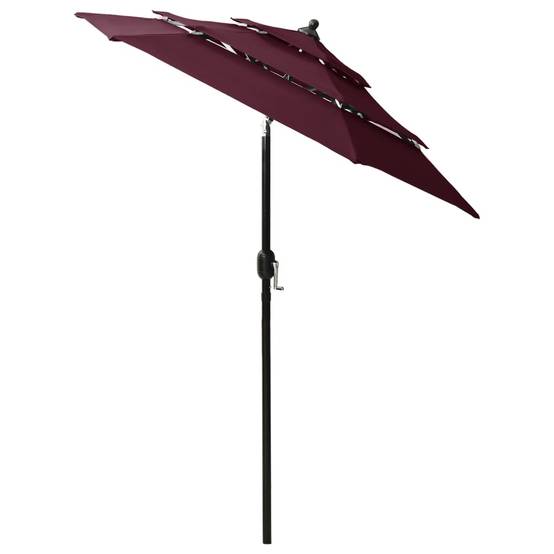 Helloshop26 - Parasol à 3 niveaux avec mât en aluminium 2 m bordeaux - Imagen 3