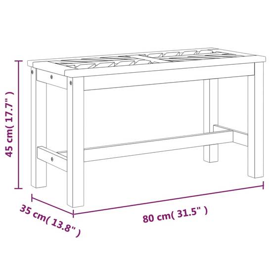 PANGIVO - Banc de jardin bois d'acacia naturel 80 x 35 x 45 cm, Poids:7.4kg - PANGIVO - Image 7