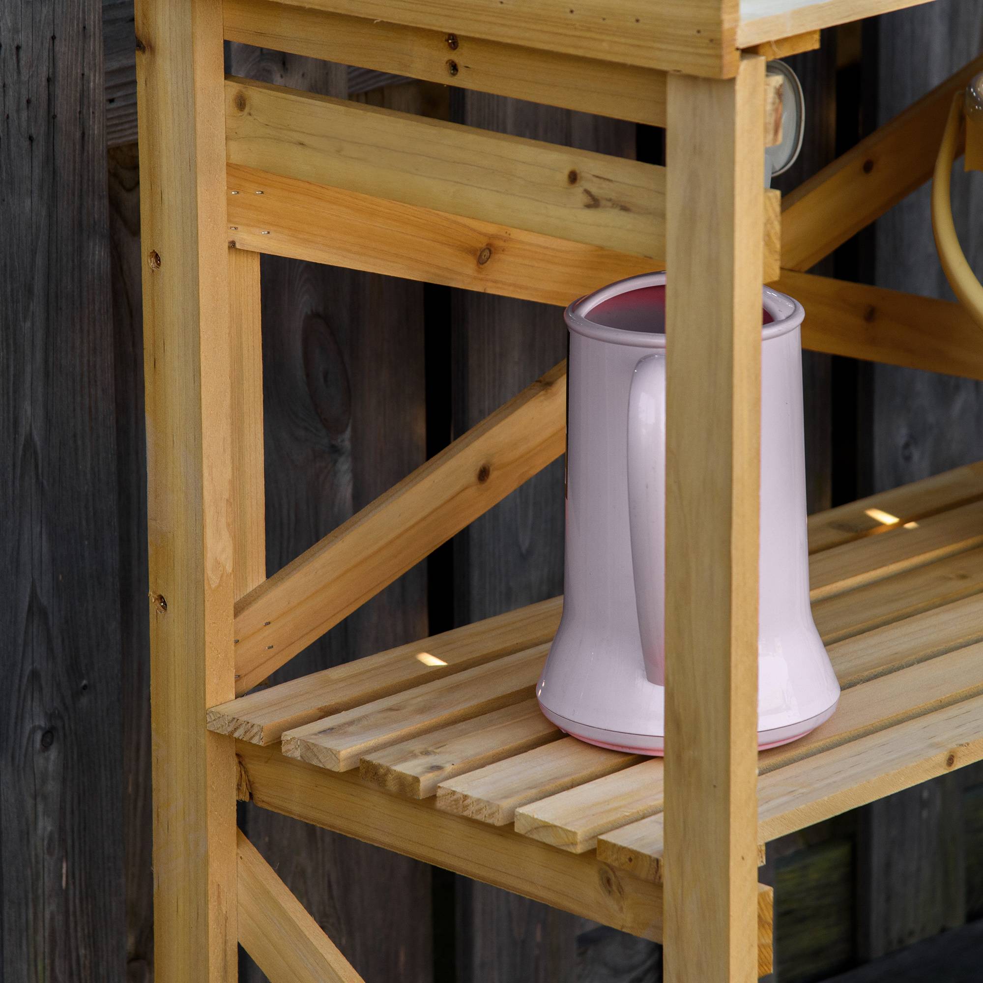 ComfortXL - Table de rempotage bois de sapin 80 x 40 x 84 cm marron jardin avec étagère de rangement pour semis et plantes - Image 7
