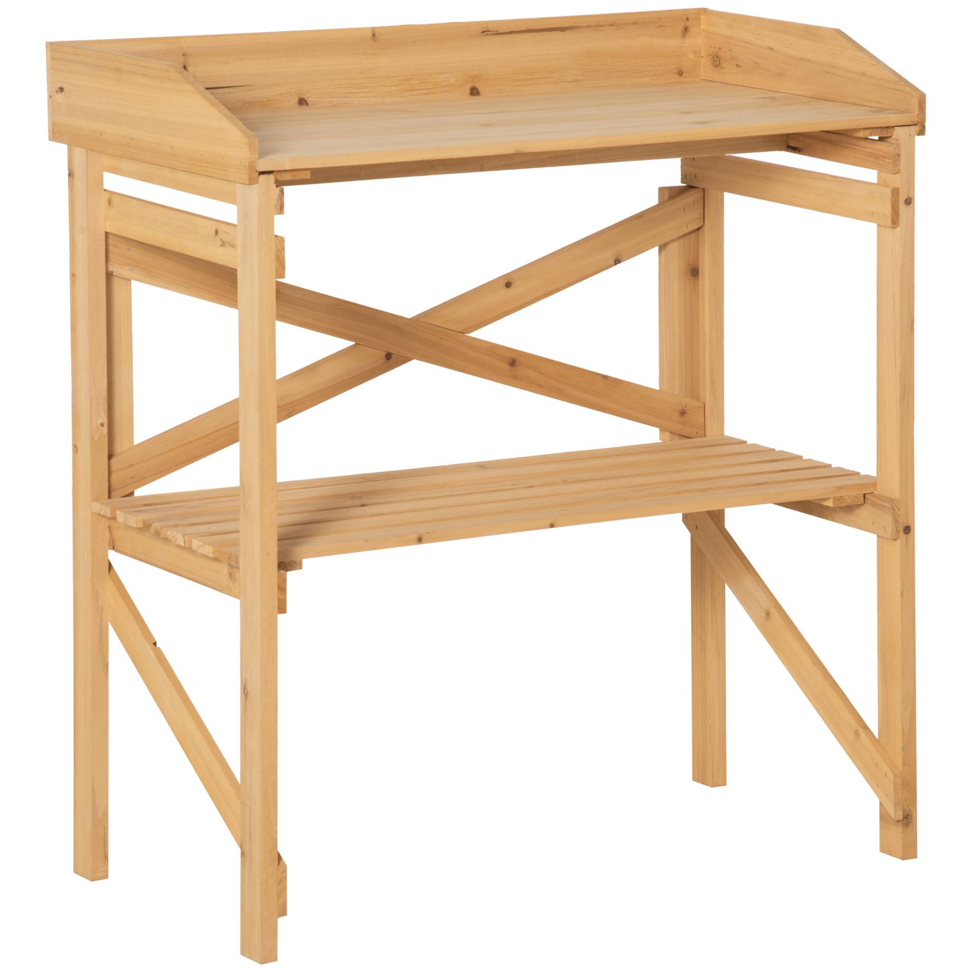 ComfortXL - Table de rempotage bois de sapin 80 x 40 x 84 cm marron jardin avec étagère de rangement pour semis et plantes - Image 10