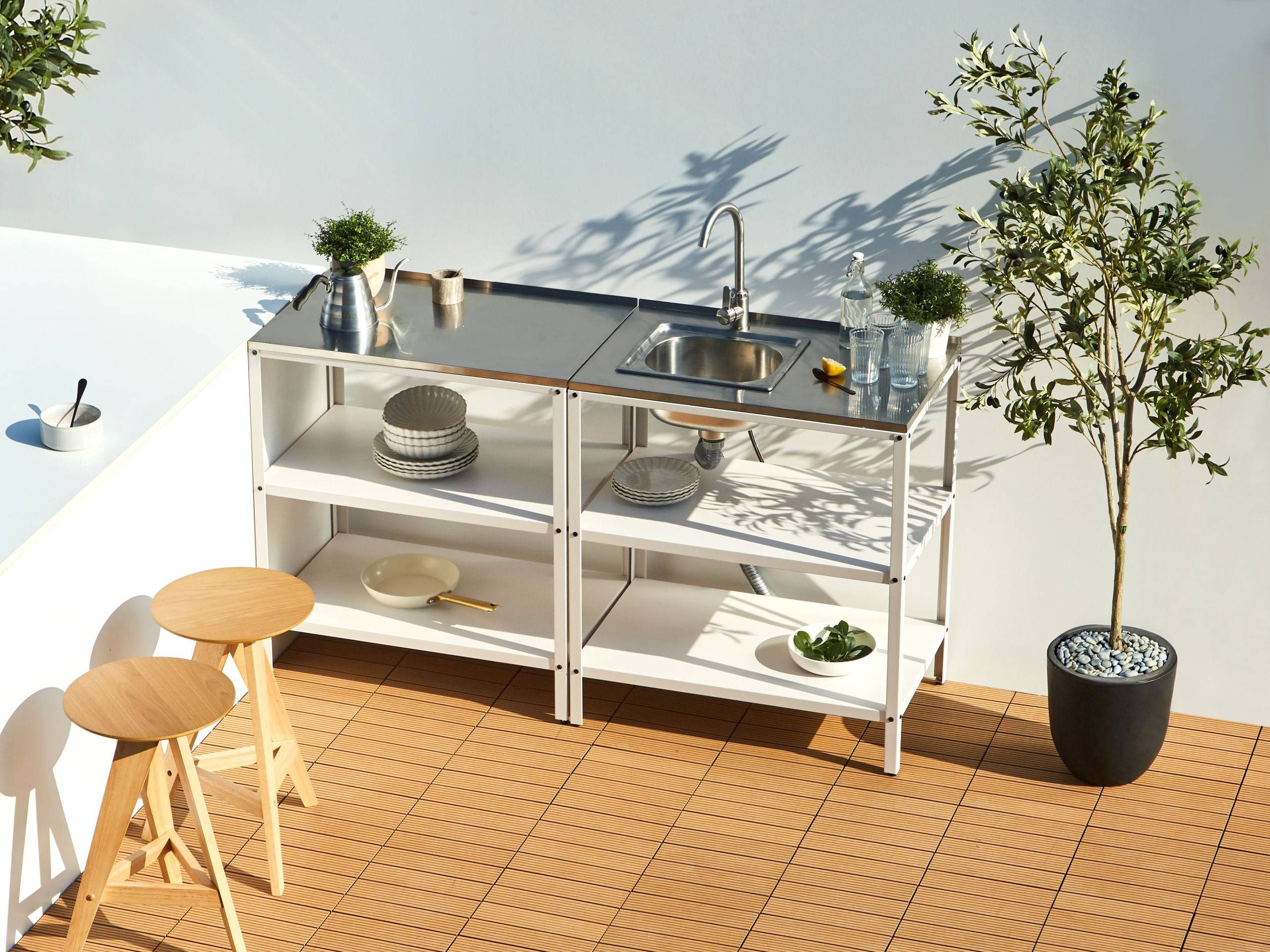 Beliani - Cuisine de jardin Acier Blanc VILAMA - 80x50x90- Beliani - Image 1