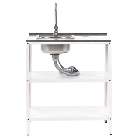Beliani - Cuisine de jardin Acier Blanc VILAMA - 80x50x90- Beliani - Image 4
