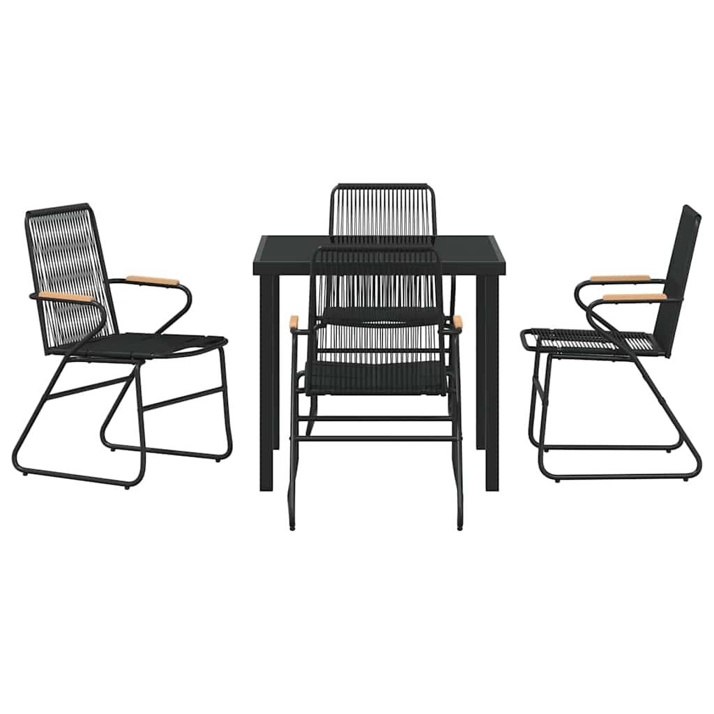 Salon de Jardin 5 Pièces Rotin PVC et Acier pour 4 Personnes Table et Chaises Noir – ComfortXL Outdoor Living - Image 7