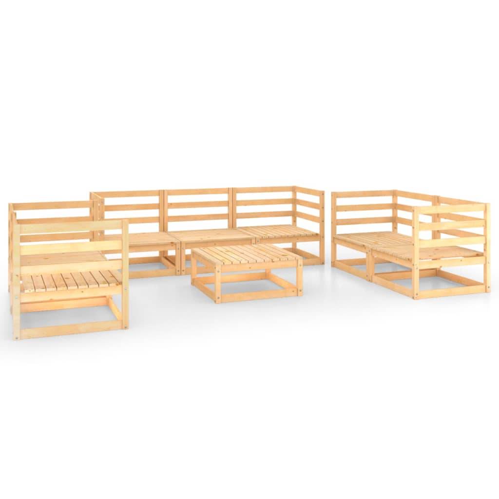 Helloshop26 - Salon de jardin meuble d'extérieur ensemble de mobilier 8 pièces bois de pin massif - Imagen 1