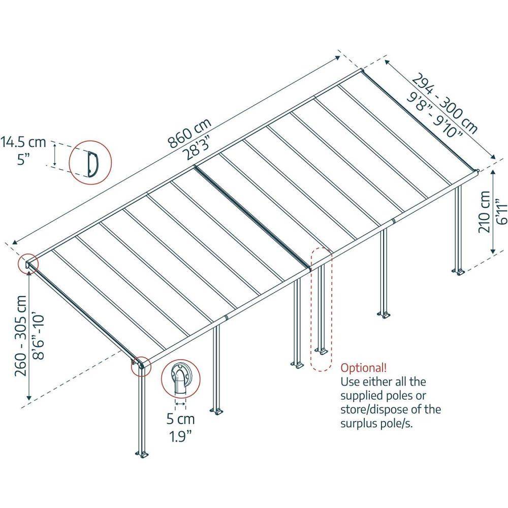 Canopia - Canopia Pergola Olympia 3X8,6 Grise - Imagen 3