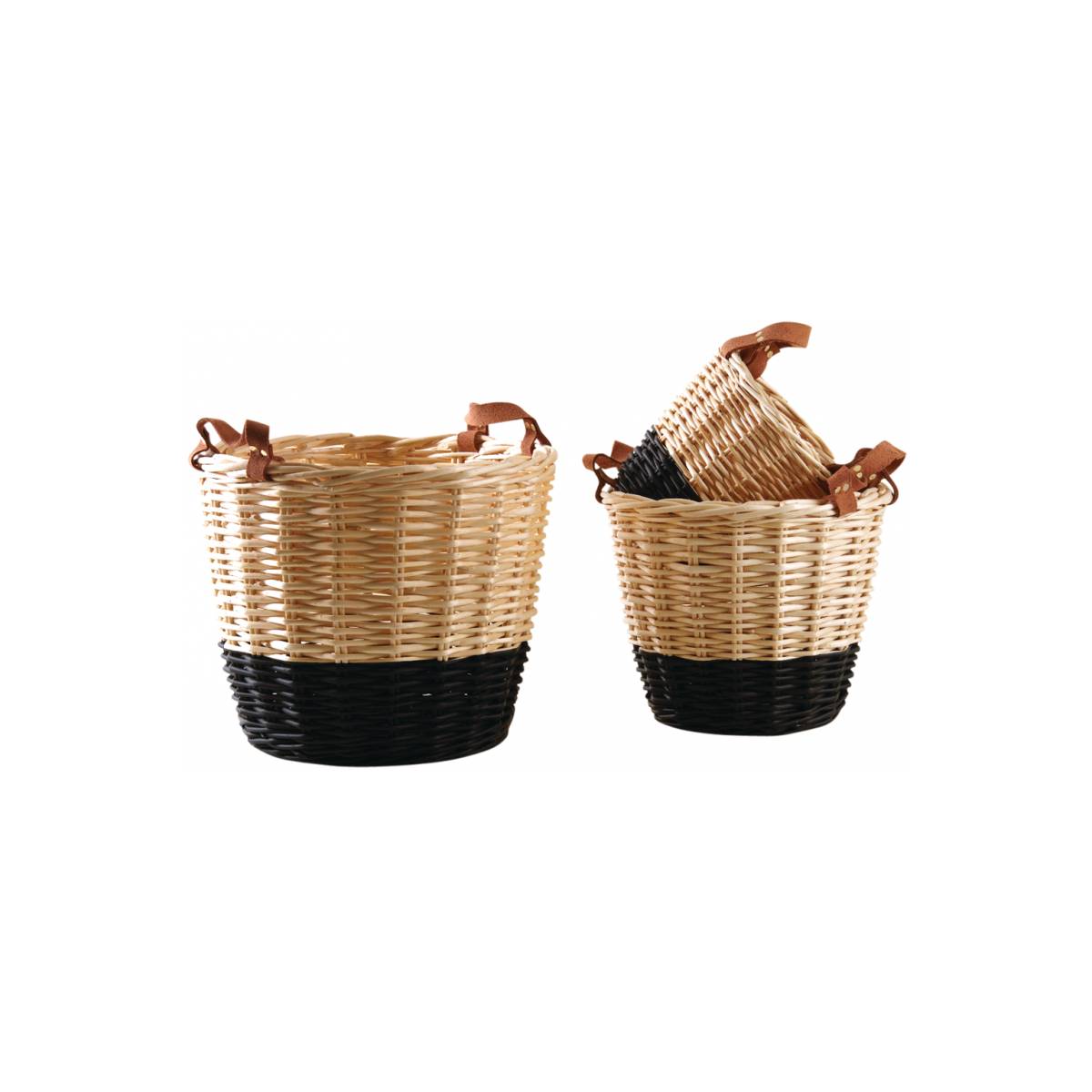 Aubry Gaspard - Corbeilles en osier naturel et noir (lot de 3) - Imagen 1