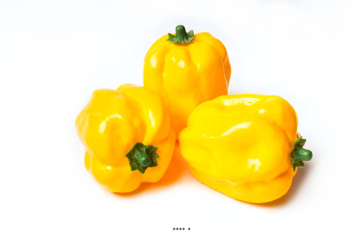Artificielles - Poivron Jaune artificiel en lot de 3 en Plastique soufflé H 110x85 mm - Imagen 2