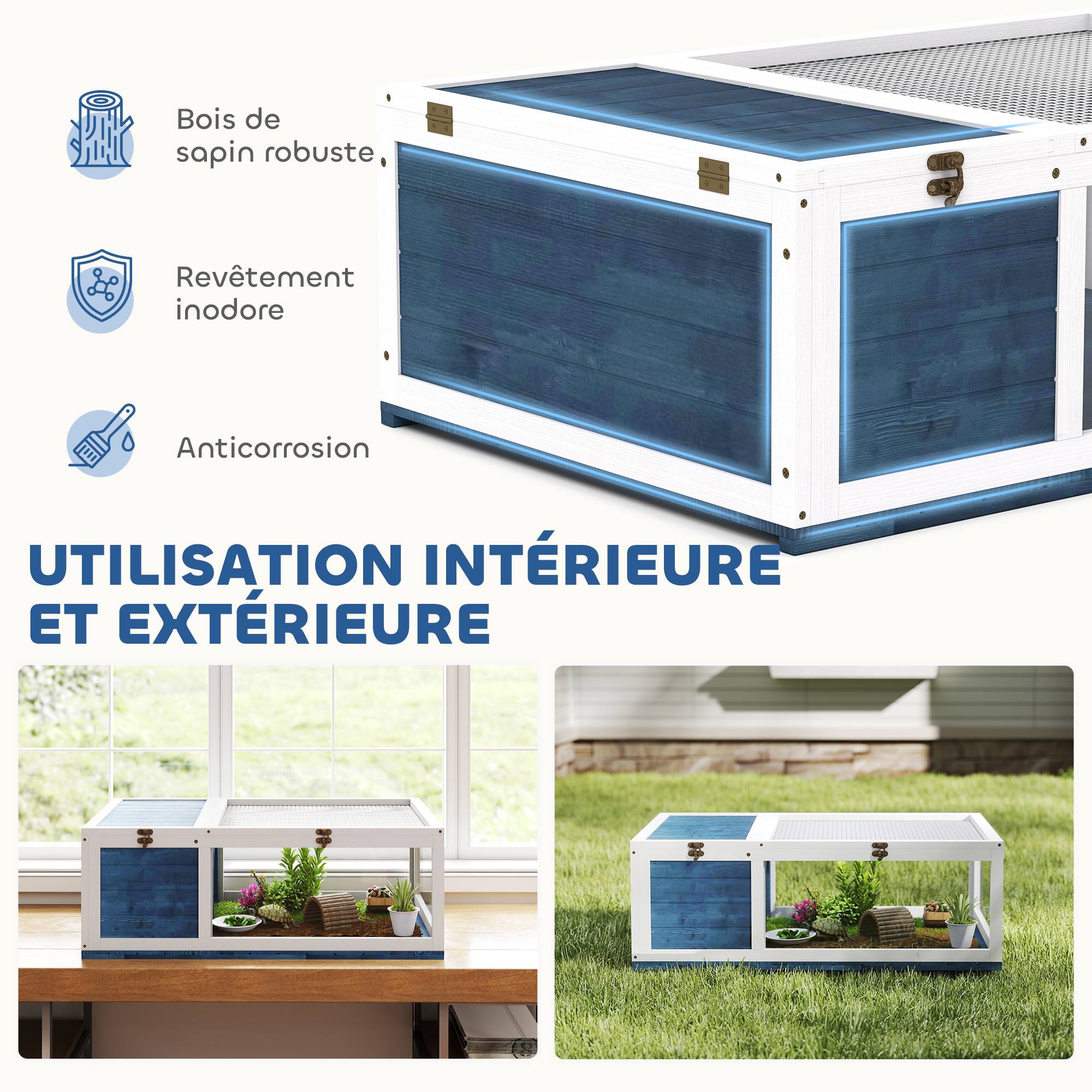Boîte pour reptiles, bac d'élevage, fermeture rotative sécurisée, ventilation frontale, 50×30×35cm noir - Image 6