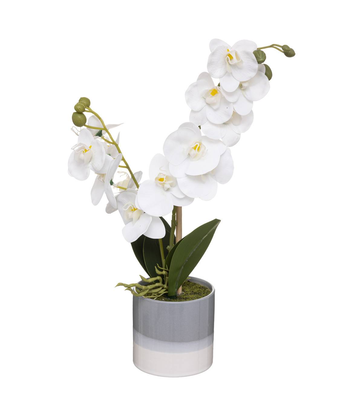 Plante artificielle Orchidée dans un pot en céramique bicolore H 45 cm - Imagen 1