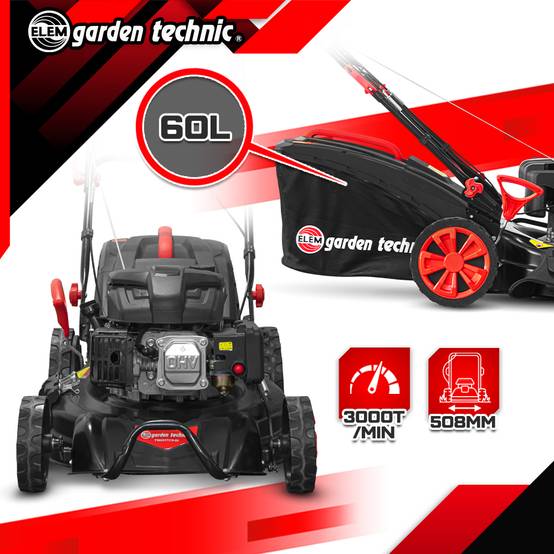 Elem Garden Technic - Tondeuse thermique autotractée 173 CC - 508mm avec éjection latérale et mulching - Elem Garden - Image 4