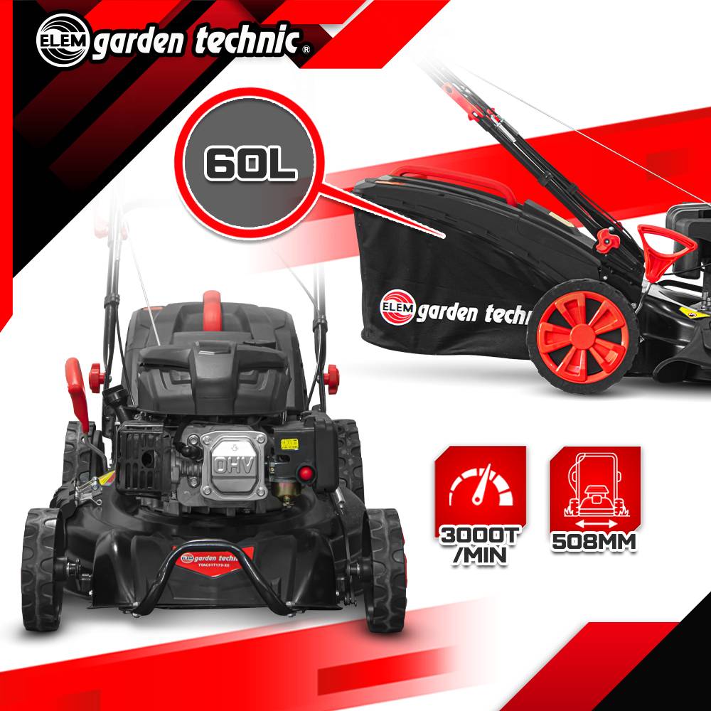 Elem Garden Technic - Tondeuse thermique autotractée 173 CC - 508mm avec éjection latérale et mulching - Elem Garden - Image 4