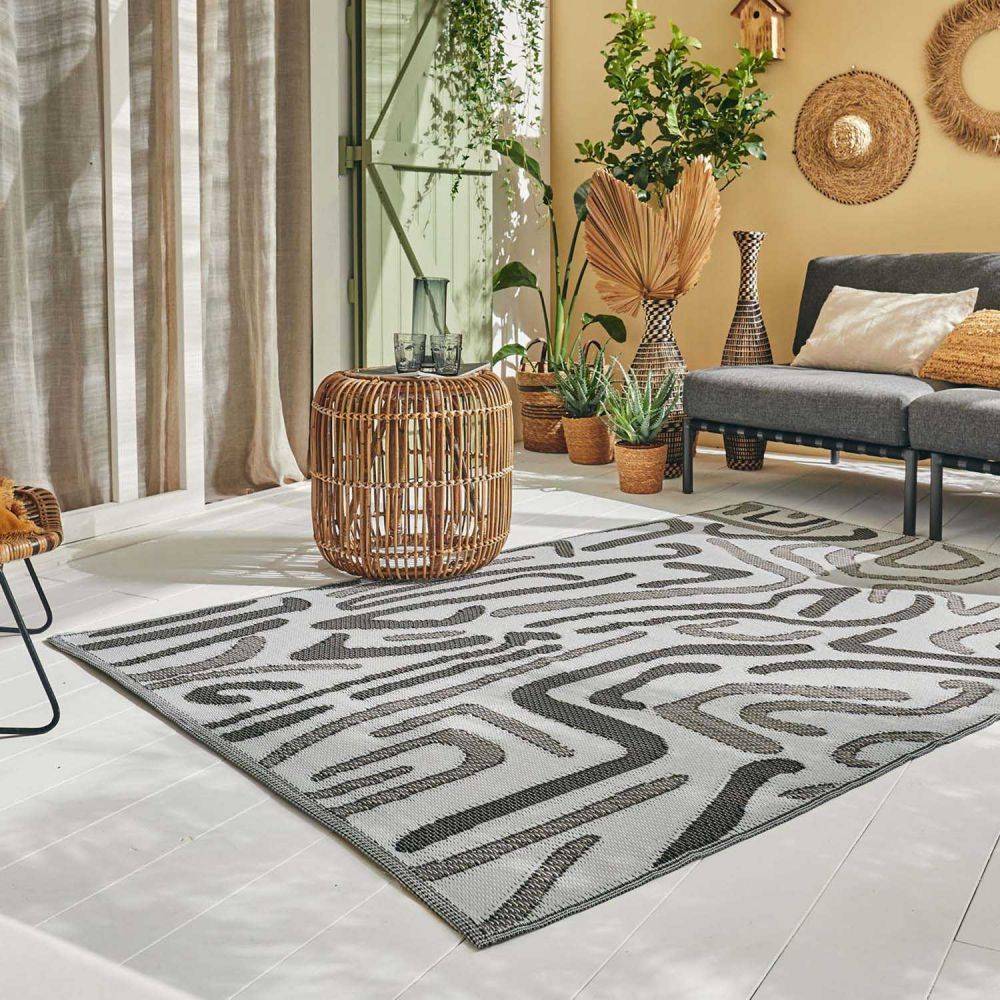 Jardindeco - Tapis extérieur en polypropylène Spargi 1741 noir 180 x 280 cm - Imagen 2