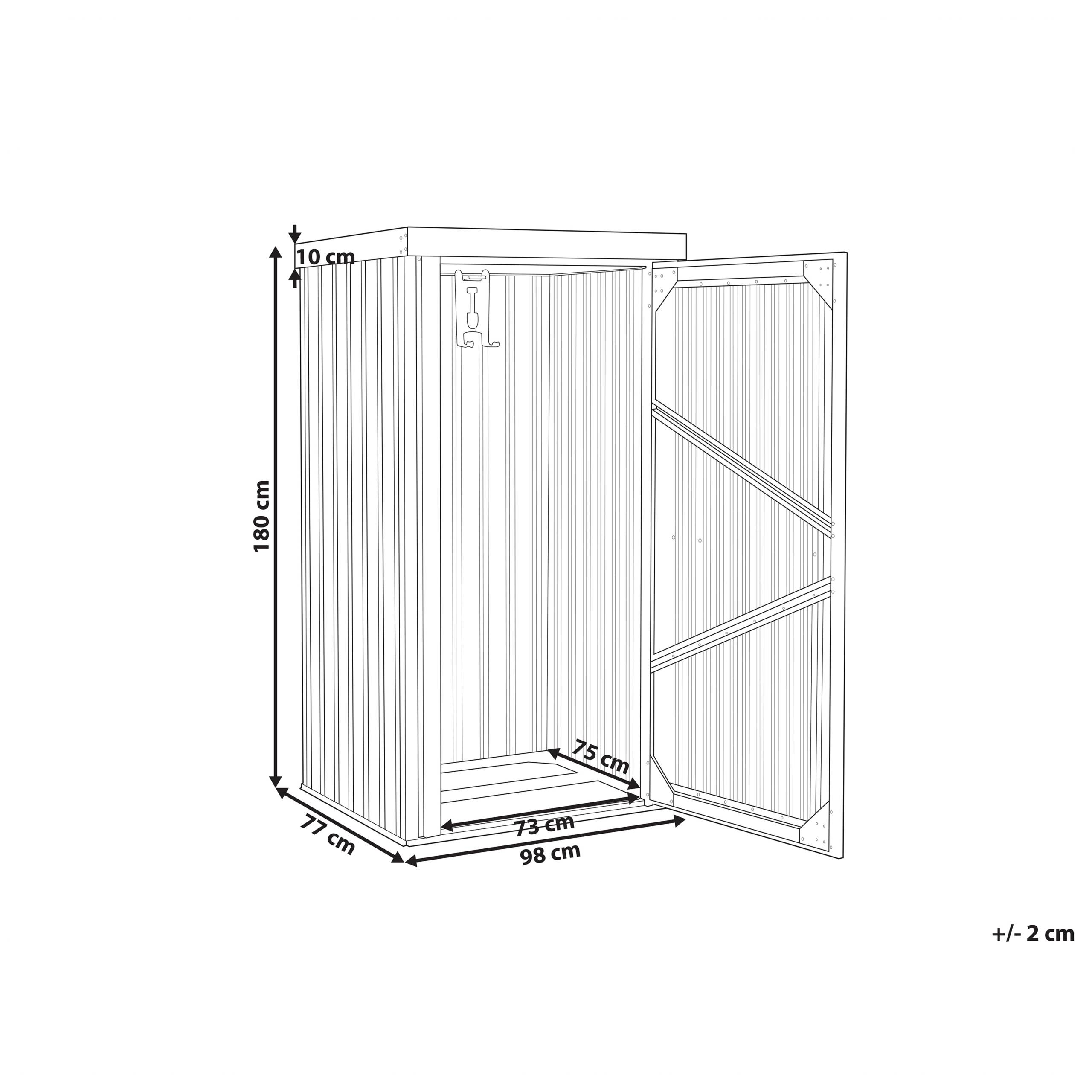 Beliani - Abri de Jardin Gris en Acier 180 x 98 x 77 cm Galvanisé Pratique pour Extérieur Imperméable et Inoxydable Moderne - Imagen 3