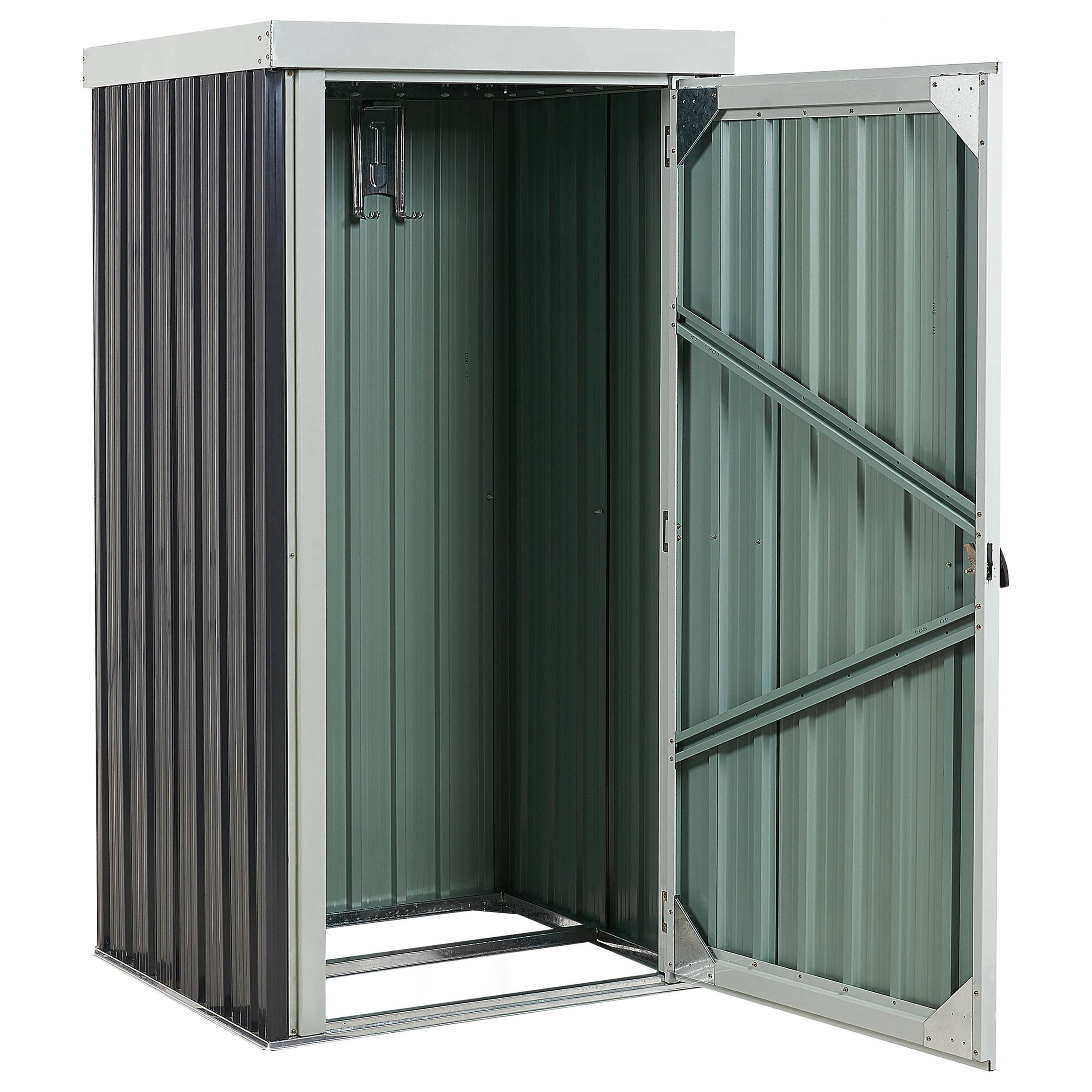 Beliani - Abri de Jardin Gris en Acier 180 x 98 x 77 cm Galvanisé Pratique pour Extérieur Imperméable et Inoxydable Moderne - Imagen 4