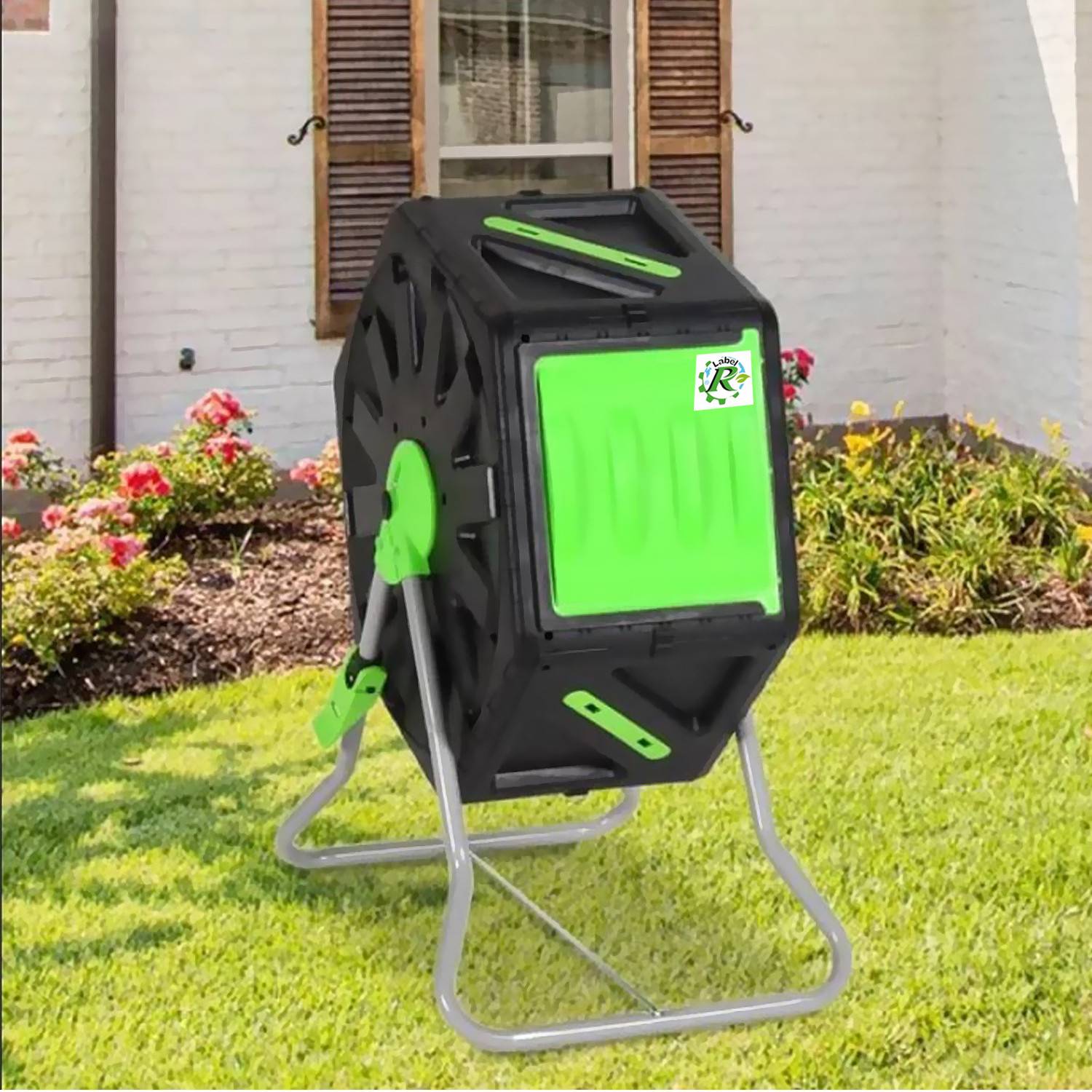 Ribimex - Composteur Bac à compost Rotatif 360° de 70L domestique de jardin,  - décomposition rapide des matières organiques pour engrais - Image 1