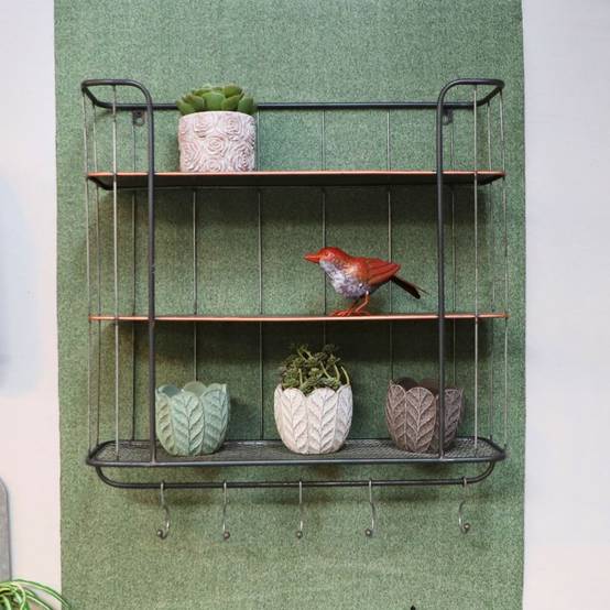Etagère murale crochets métal gris 60 x 18 x 58 cm Chemin de campagne - Imagen 3