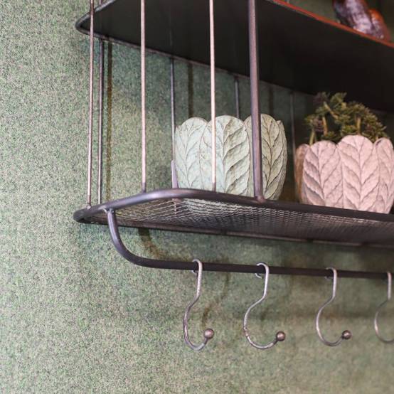 Etagère murale crochets métal gris 60 x 18 x 58 cm Chemin de campagne - Imagen 2