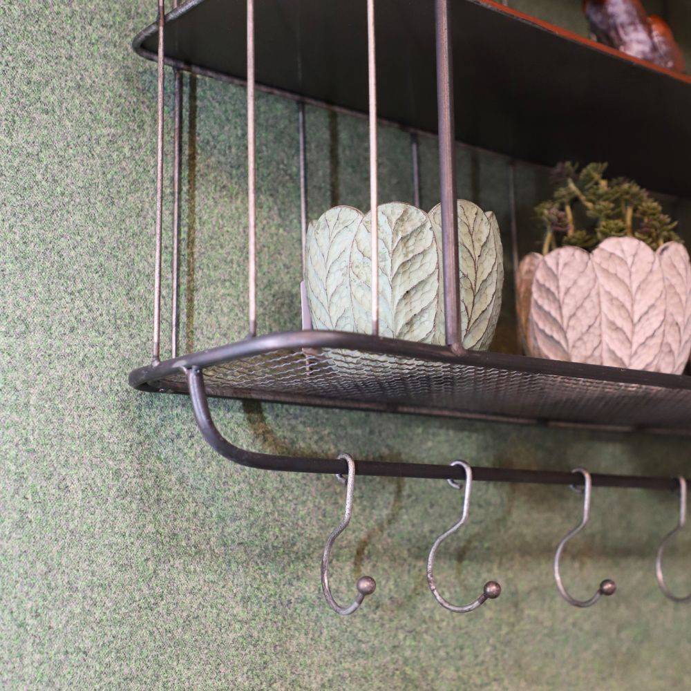 Etagère murale crochets métal gris 60 x 18 x 58 cm Chemin de campagne - Imagen 2