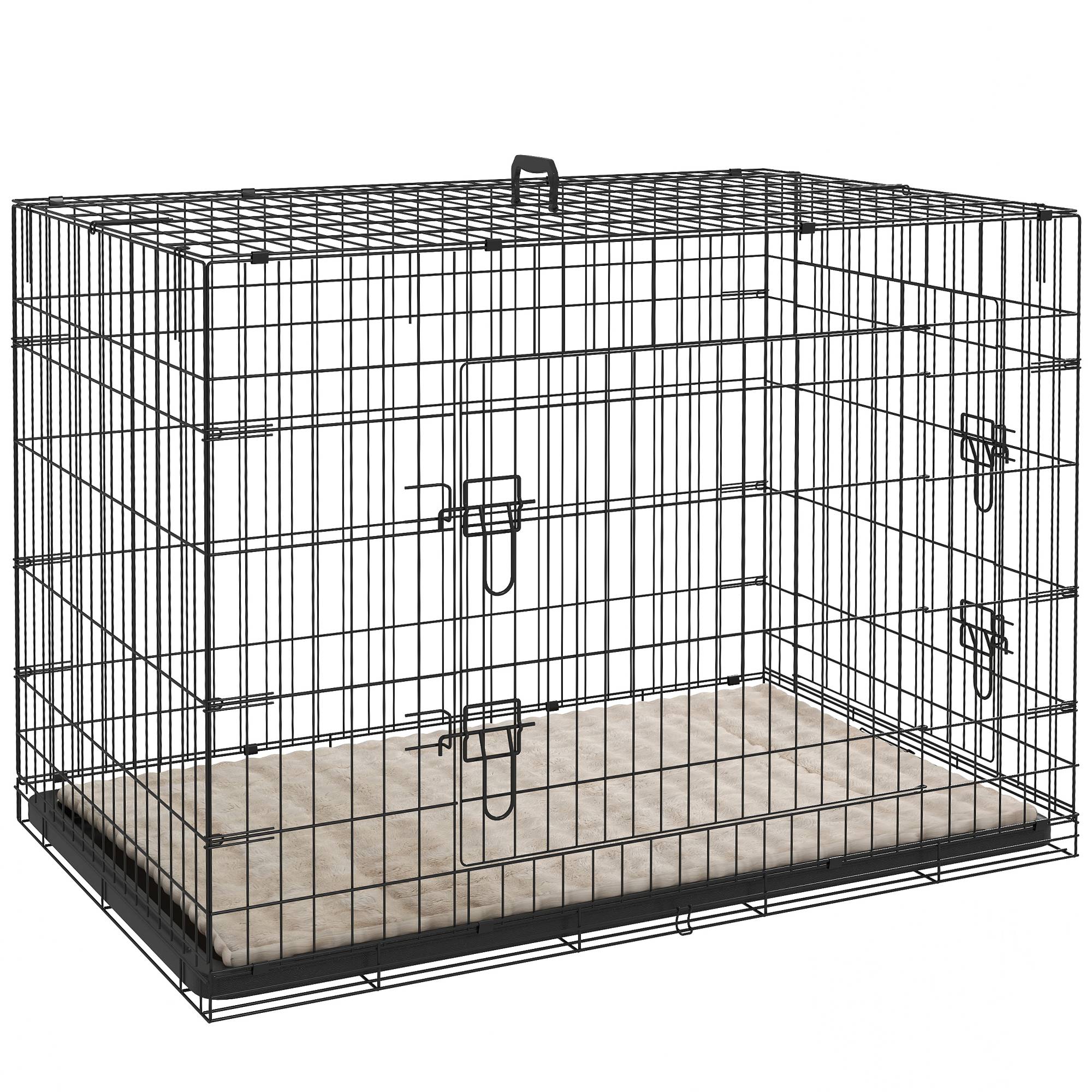Caisse de transport acier très grand chien pliable accès double 105x70x75cm noir - ComfortXL Outdoor Living - Image 1