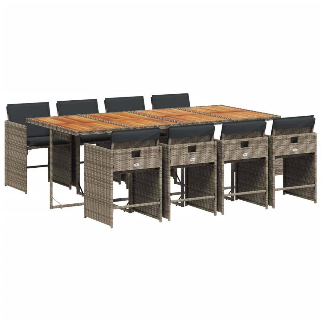 ComfortXL - Salon de Jardin Encastrable 8 Personnes Résine Tressée Table Bois Rangement Compact Gris – ComfortXL Outdoor Living - Image 2