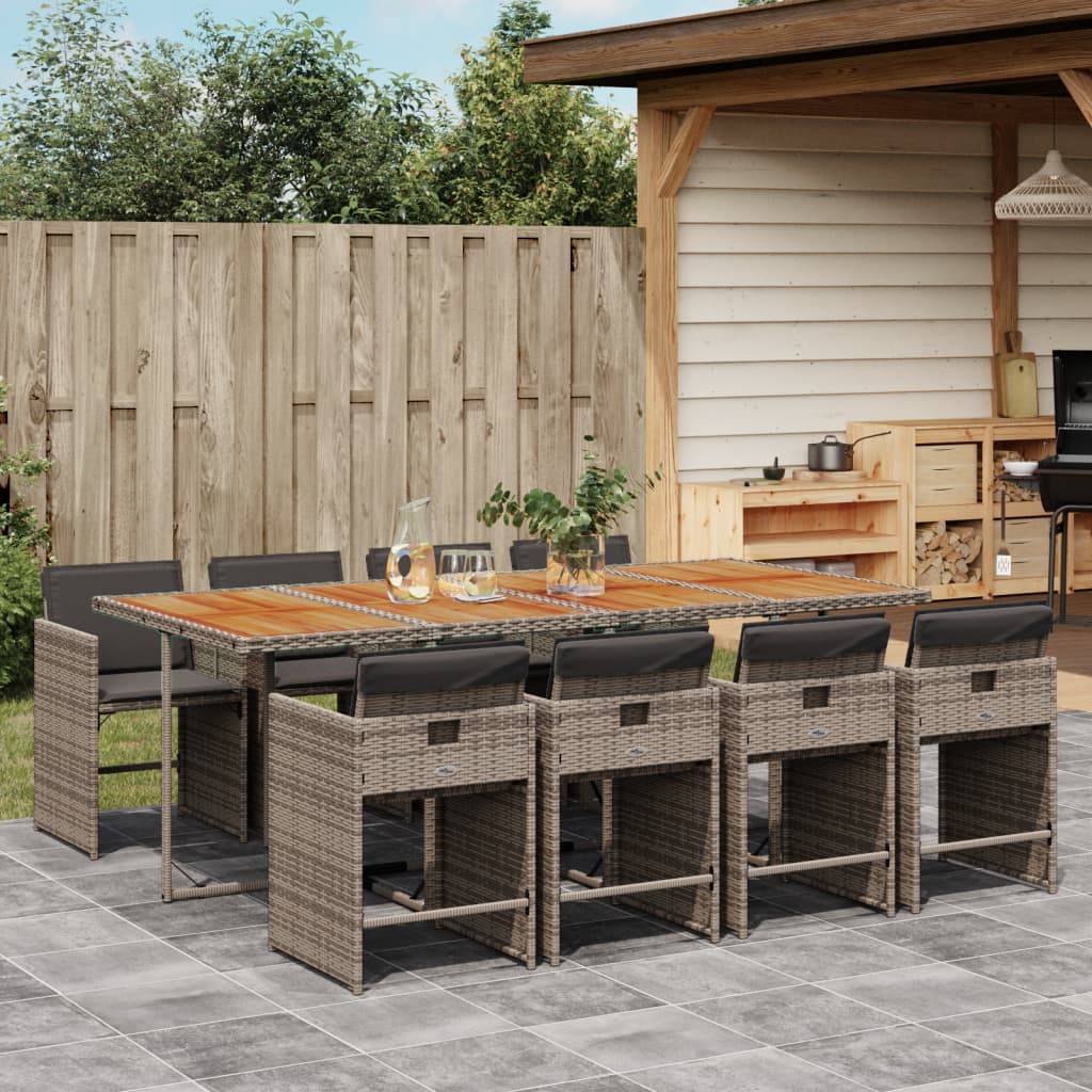 ComfortXL - Salon de Jardin Encastrable 8 Personnes Résine Tressée Table Bois Rangement Compact Gris – ComfortXL Outdoor Living