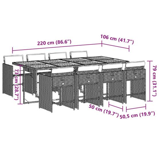 ComfortXL - Salon de Jardin Encastrable 8 Personnes Résine Tressée Table Bois Rangement Compact Gris – ComfortXL Outdoor Living - Image 9