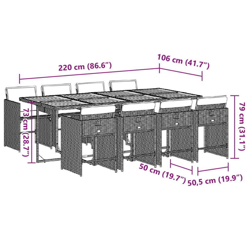 ComfortXL - Salon de Jardin Encastrable 8 Personnes Résine Tressée Table Bois Rangement Compact Gris – ComfortXL Outdoor Living - Image 9