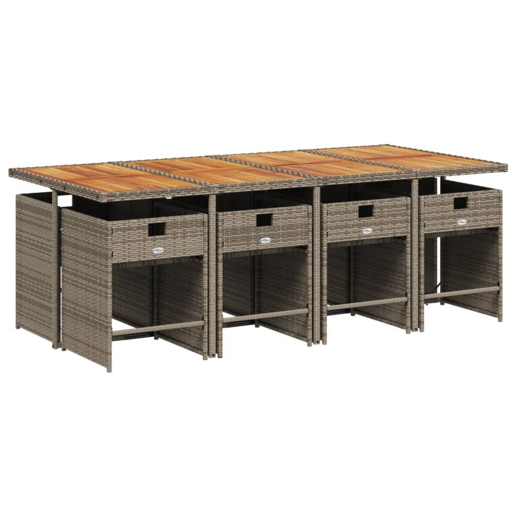 ComfortXL - Salon de Jardin Encastrable 8 Personnes Résine Tressée Table Bois Rangement Compact Gris – ComfortXL Outdoor Living - Image 3