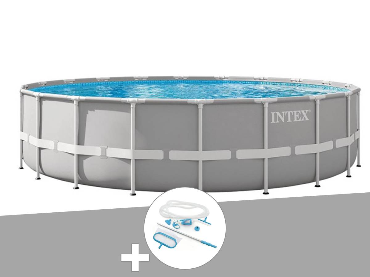 Kit piscine tubulaire Intex Prism Frame ronde 6,10 x 1,32 m + Kit d'entretien - Image 1