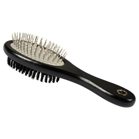 Love Story - Brosse de Toilettage en Bois "Double Face" 25cm Noir