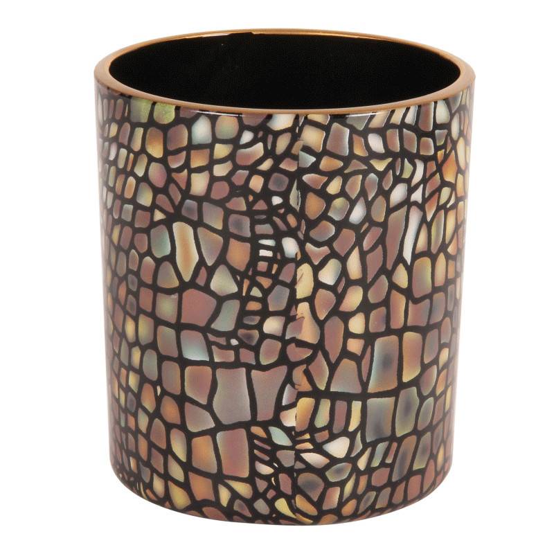 Ensemble 3 photophores mosaïques verre marron 8x7x7cm - Image 2