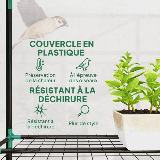 Outsunny - Serre de jardin balcon PE avec étagères 3 niveaux 2 portes bâche renforcée 140g/m² acier 215x46x151cm transparent - Outsunny - Image 4