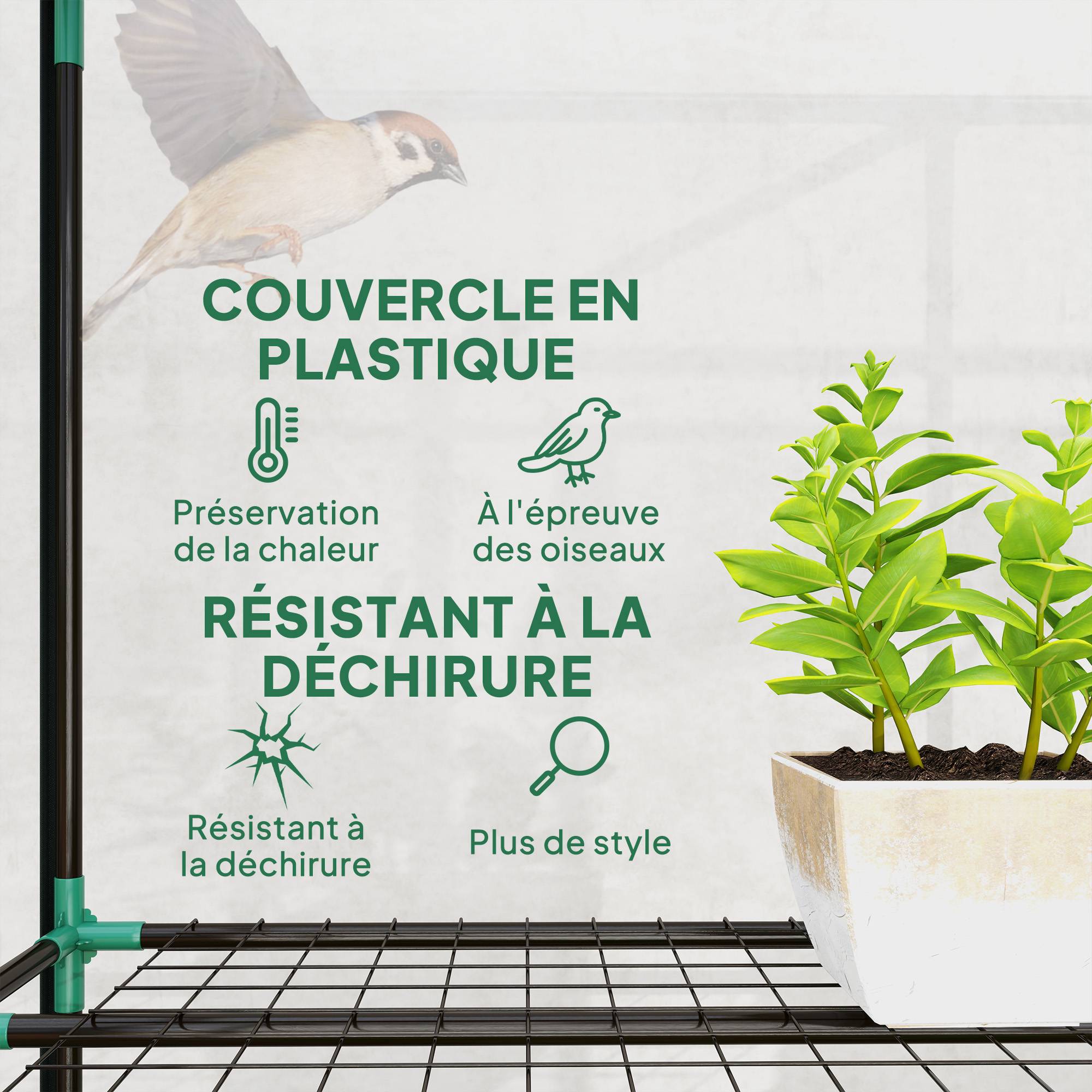 Outsunny - Serre de jardin balcon PE avec étagères 3 niveaux 2 portes bâche renforcée 140g/m² acier 215x46x151cm transparent - Outsunny - Image 4