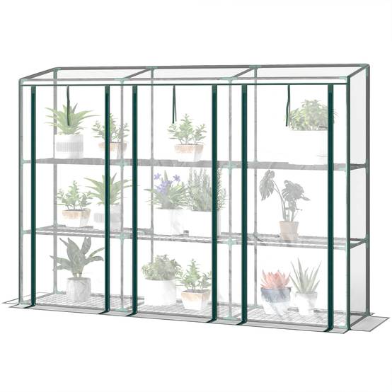Outsunny - Serre de jardin balcon PE avec étagères 3 niveaux 2 portes bâche renforcée 140g/m² acier 215x46x151cm transparent - Outsunny - Image 2