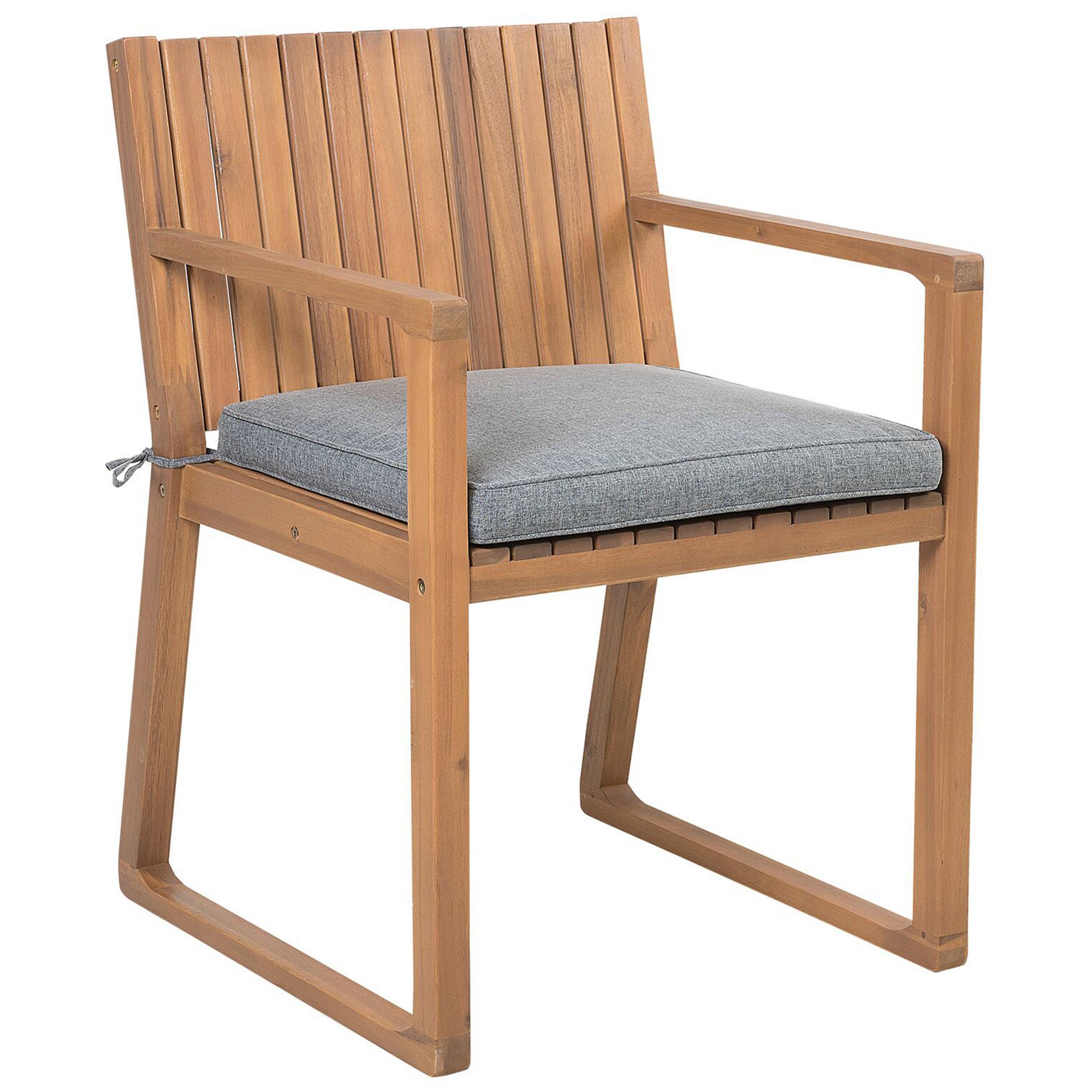 Beliani - Lot 8 Chaises de Jardin ou Terrasse en Bois d'Acacia Résistant avec Coussins Gris Matières Durables Confort d'Assise Optimal et Design Moderne Beliani - Imagen 4