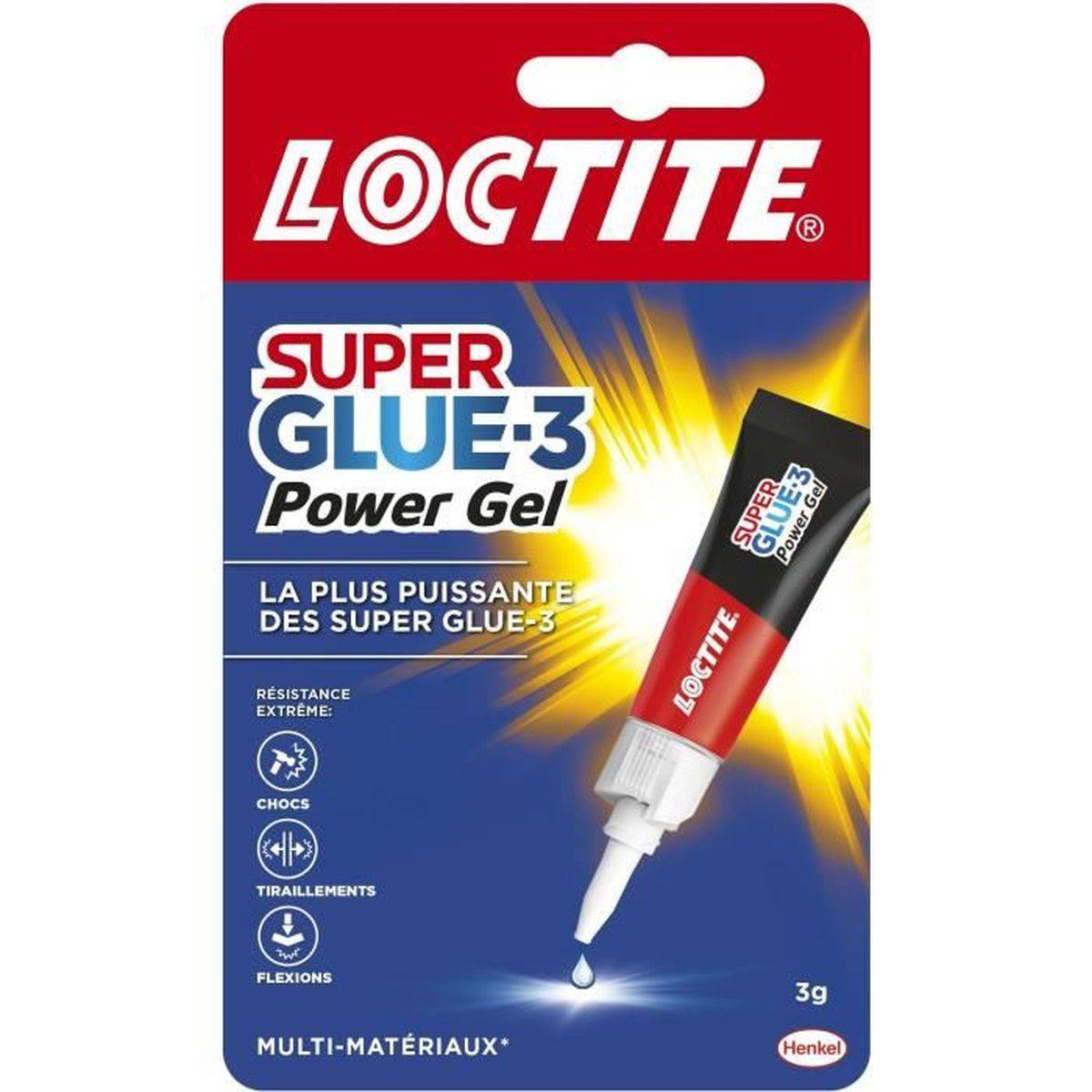 Loctite - Colle cyanoacrylate en gel Super Glue-3 Power Flex, surfaces verticales et poreuses, tube 3 g - LOCTITE SUPERGLUE